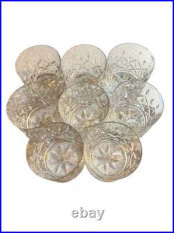 Block Crystal Olympic Double Old Fashioned Glasses Set Of 8 Rare Heavy Lowball