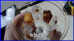 Bohemia Crystal Gold Clear Glasses 7 tall. Set of 6 New Open Box