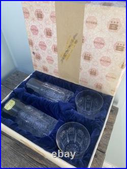 Bohemia Queen Lace Hand Cut 24% Lead Crystal Whiskey And Tumbler Set With Box