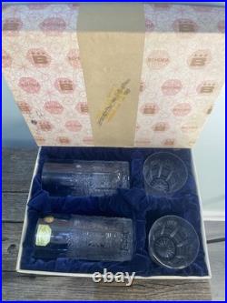 Bohemia Queen Lace Hand Cut 24% Lead Crystal Whiskey And Tumbler Set With Box