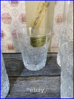 Bohemia Queen Lace Hand Cut 24% Lead Crystal Whiskey And Tumbler Set With Box