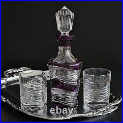 Bohemian Caesar Crystal POEM Luxury Whiskey Set Bottle & Two 11 Oz Tumblers