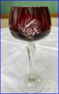 Bohemian Cut To Clear Crystal Wine Glasses 8 Pinwheel Design Set Of 6 Stemware