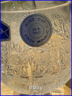 Bohemian Czech Crystal Brandy Glass 250ml/8oz set of 6 Hand Cut Queen Lace