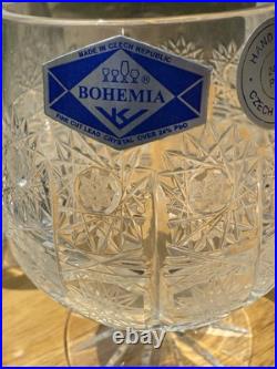 Bohemian Czech Crystal Brandy Glass 250ml/8oz set of 6 Hand Cut Queen Lace