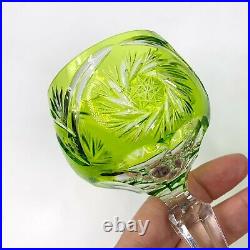 Bohemian Glass Cut to Clear Wine Goblets Crystal Pinwheel 8 Stemware 6 Pc Set
