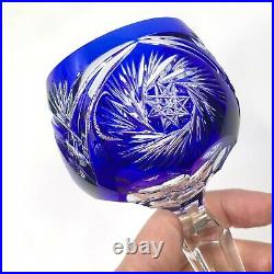 Bohemian Glass Cut to Clear Wine Goblets Crystal Pinwheel 8 Stemware 6 Pc Set
