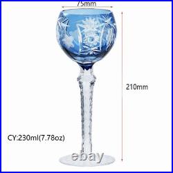 Boho Wedding Water Wine Goblet Hand Cut Color Crysta Glasses Set Of 6 Stemware