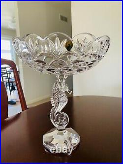 Brand New 12.5 Waterford Seahorse Pedestal Bowl And Candelsticks Set