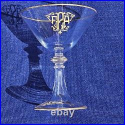 C 1900 Antique French Baccarat Crystal Gold Encrusted Champagne Glasses SET 4