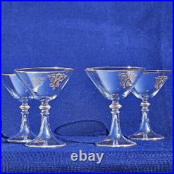 C 1900 Antique French Baccarat Crystal Gold Encrusted Champagne Glasses SET 4