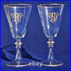 C 1900 Antique French Baccarat Crystal Gold Encrusted Wine Glasses SET 5