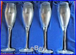 CARTIER Crystal Tulip-Flared Champagne Glasses Set of 4 in Original Case