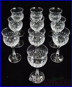 CRYSTAL Set of 10 WINE GLASSES Stemware ROSE BLUSH Glass Lot GOBLET STEM Diamond