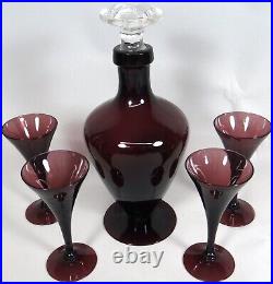 Cambridge Amethyst Glass Decanter Cordial Glasses Set Art Deco Purple Antique