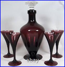 Cambridge Amethyst Glass Decanter Cordial Glasses Set Art Deco Purple Antique