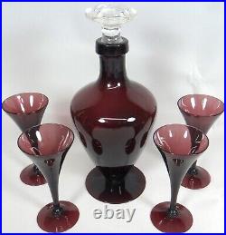 Cambridge Amethyst Glass Decanter Cordial Glasses Set Art Deco Purple Antique