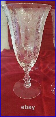 Cambridge Rose Point 3121 Crystal Tumblers Set Of 4 10 Oz Water Glass 7 1/8 in