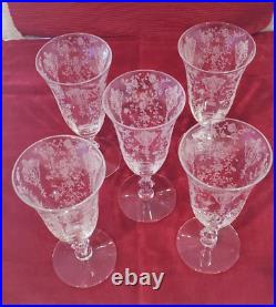 Cambridge Rose Point 3121 Crystal Tumblers Set Of 5 5 Oz Juice Glass 5 3/4 in