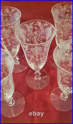 Cambridge Rose Point 3121 Crystal Tumblers Set Of 5 5 Oz Juice Glass 5 3/4 in