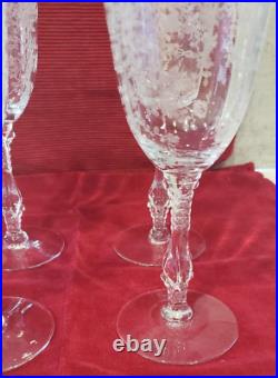 Cambridge Rose Point 3121 Stem Water Goblet Crystal Glass 10 oz 8 1/4 in Set 4
