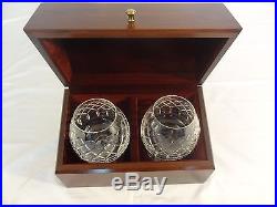 Cartier Crystal Brandy Snifters Set 1990s Never Used With Wooden Box MIB England