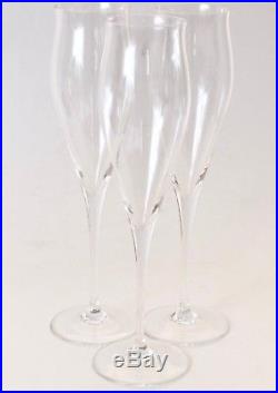 Cartier Crystal Champagne Glasses 3pc Set Tulip-Flared Stemware Barware VTG