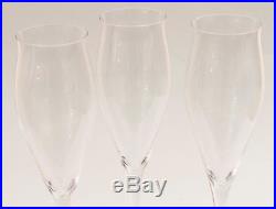 Cartier Crystal Champagne Glasses 3pc Set Tulip-Flared Stemware Barware VTG