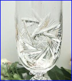 Champagne Flutes Bohemia Crystal Pinwheel Clear cut Crystal Set of 6