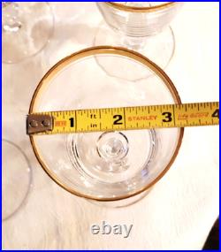 Charming Vintage Set Of 8 Gold Rim Crystal Wine Glasses, 6.25'