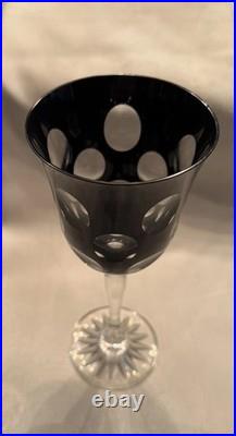 Christofle Black Crystal Kawali Knotched Wine glasses Set of 6. RARE unused