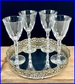 Christofle Crystal France KAWALI Wavy Stem Set Of 4 Glasses Water, Wine EUC Christofle Crystal France KAWALI Wavy Stem Set Of 4 Glasses Water, Wine EUC