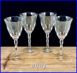 Christofle Crystal France KAWALI Wavy Stem Set Of 4 Glasses Water, Wine EUC Christofle Crystal France KAWALI Wavy Stem Set Of 4 Glasses Water, Wine EUC