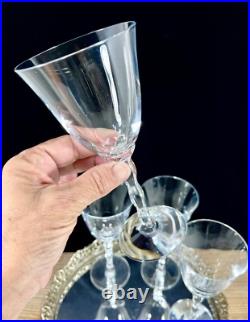 Christofle Crystal France KAWALI Wavy Stem Set Of 4 Glasses Water, Wine EUC Christofle Crystal France KAWALI Wavy Stem Set Of 4 Glasses Water, Wine EUC