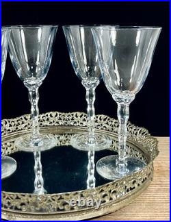 Christofle Crystal France KAWALI Wavy Stem Set Of 4 Glasses Water, Wine EUC Christofle Crystal France KAWALI Wavy Stem Set Of 4 Glasses Water, Wine EUC