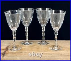 Christofle Crystal France KAWALI Wavy Stem Set Of 4 Glasses Water, Wine EUC Christofle Crystal France KAWALI Wavy Stem Set Of 4 Glasses Water, Wine EUC