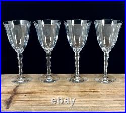 Christofle Crystal France KAWALI Wavy Stem Set Of 4 Glasses Water, Wine EUC Christofle Crystal France KAWALI Wavy Stem Set Of 4 Glasses Water, Wine EUC