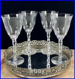 Christofle Crystal France KAWALI Wavy Stem Set Of 4 Glasses Water, Wine EUC Christofle Crystal France KAWALI Wavy Stem Set Of 4 Glasses Water, Wine EUC