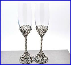 Ciel Collectables Jeweled Champagne Flute Set. Hand Set Swarovski Crystals