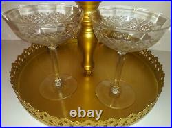 Circa 1900's CrossCut Style Tall Paneled Crystal Champagne Glasses Set/Lot