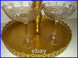 Circa 1900's CrossCut Style Tall Paneled Crystal Champagne Glasses Set/Lot