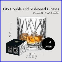 City Asymmetric Whiskey Glass Set 11 Oz, 4 Pack
