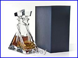 Clear, Transparent Crystal Glass Entwined Lovers Spirits Set 2 Decanters