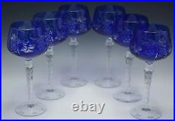 Cobalt Cut To Clear Lausitzer Germany Set Of 6 Hock Goblets 8