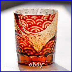 Colored Hand Cut To Crystal Drinkware Set Whiskey Glasses 8oz Beverage 4pcs