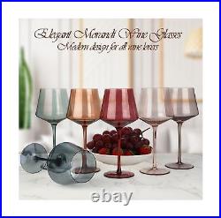 Colored Wine Glasses Set of 6, Large 15.7oz Hand Blown Crystal Wine Glassware