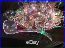 Complete Candlewick Punch Bowl Set 17 pcs. Bowl, Underplate, Ladle & 14 Cups