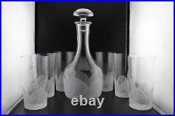 Cristal D'Arques-Durand Florence decanter & 6 highball glasses frosted petals
