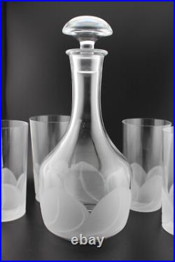 Cristal D'Arques-Durand Florence decanter & 6 highball glasses frosted petals