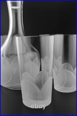 Cristal D'Arques-Durand Florence decanter & 6 highball glasses frosted petals